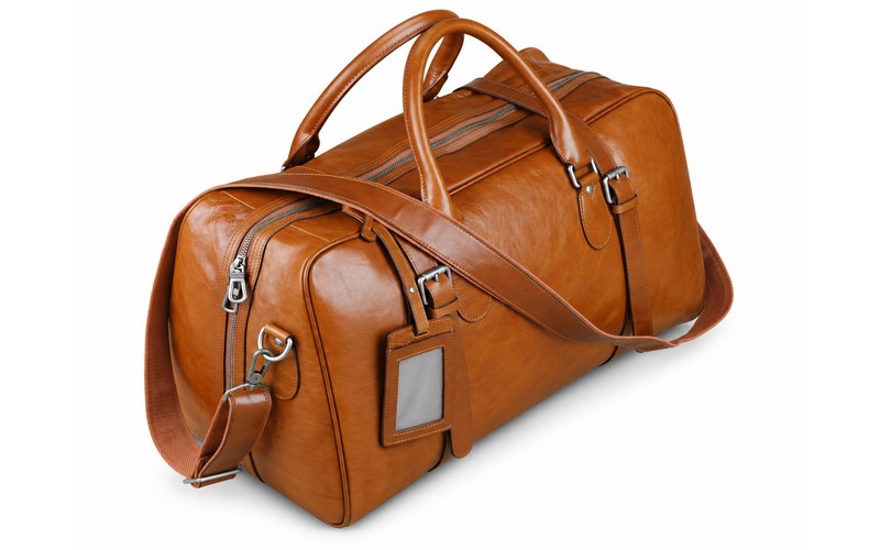 Premium Genuine Leather Travel Duffel — Cognac Brown, Full Grain Cowhide, Weekend Bag